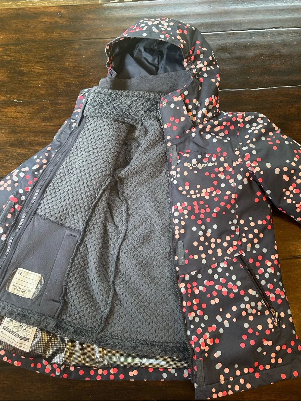 Kids' Navy Polka Dot Hooded Jacket - Columbia